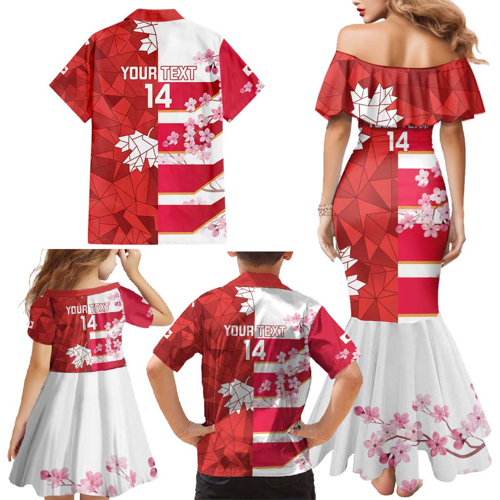 Canada and Japan Rugby Custom Family Matching Mermaid Dress and Hawaiian Shirt Canucks Brave Blossoms Together Pacific LT14 - Polynesian Pride