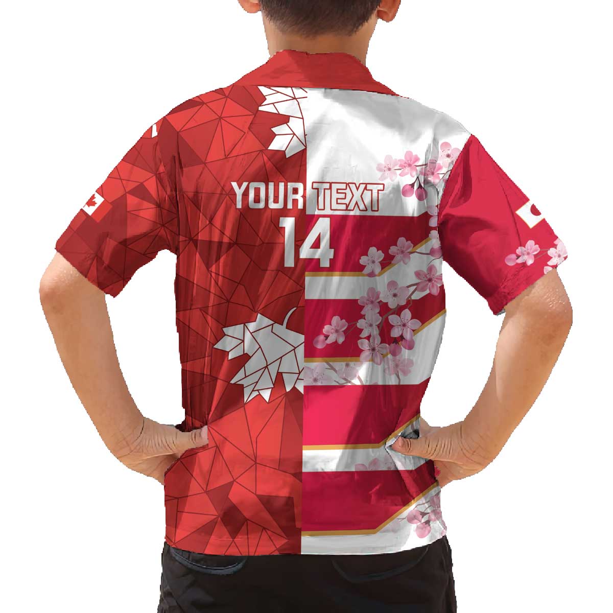 Canada and Japan Rugby Custom Family Matching Off The Shoulder Long Sleeve Dress and Hawaiian Shirt Canucks Brave Blossoms Together Pacific LT14 - Polynesian Pride