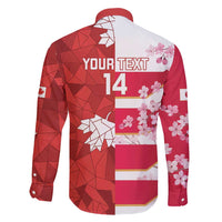 Canada and Japan Rugby Custom Family Matching Off Shoulder Short Dress and Hawaiian Shirt Canucks Brave Blossoms Together Pacific LT14 - Polynesian Pride