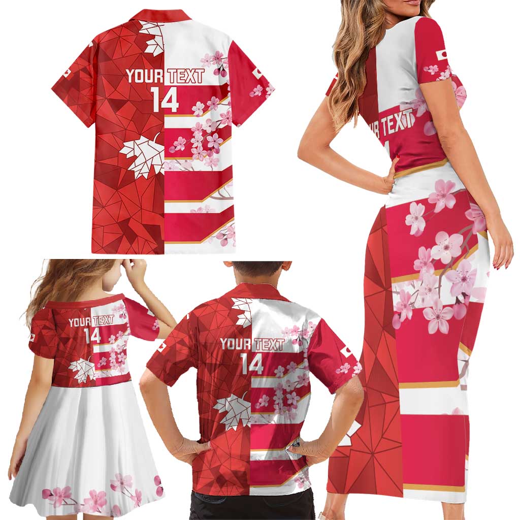 Canada and Japan Rugby Custom Family Matching Short Sleeve Bodycon Dress and Hawaiian Shirt Canucks Brave Blossoms Together Pacific LT14 - Polynesian Pride