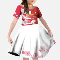 Canada and Japan Rugby Custom Family Matching Summer Maxi Dress and Hawaiian Shirt Canucks Brave Blossoms Together Pacific LT14 Daughter's Dress Red - Polynesian Pride
