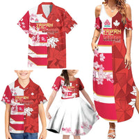 Canada and Japan Rugby Custom Family Matching Summer Maxi Dress and Hawaiian Shirt Canucks Brave Blossoms Together Pacific LT14 - Polynesian Pride