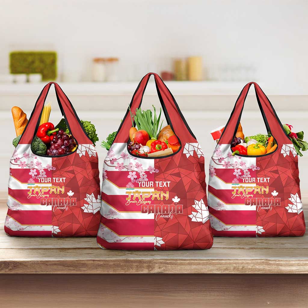 Canada and Japan Rugby Custom Grocery Bag Canucks Brave Blossoms Together Pacific - Polynesian Pride