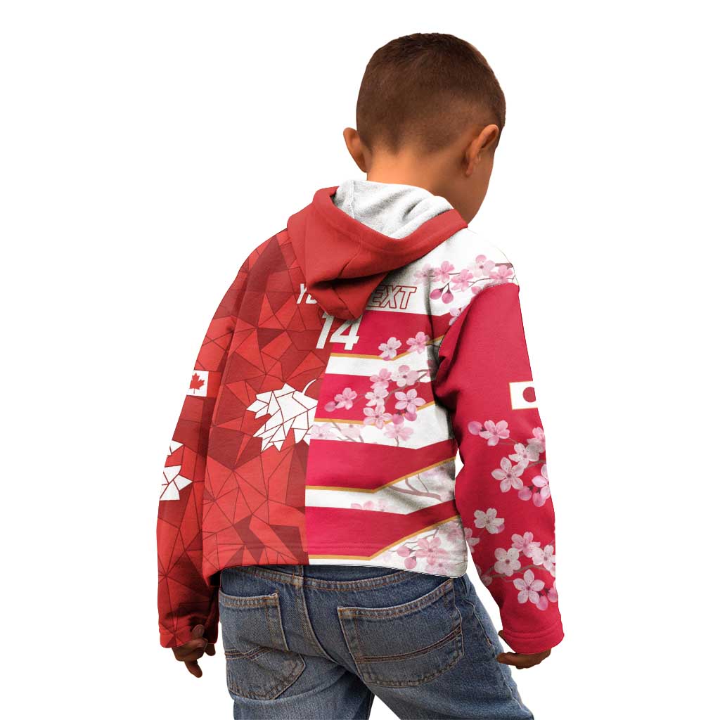 Canada and Japan Rugby Custom Kid Hoodie Canucks Brave Blossoms Together Pacific - Polynesian Pride