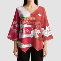 Canada and Japan Rugby Custom Kimono Sleeve Blouse Canucks Brave Blossoms Together Pacific - Polynesian Pride