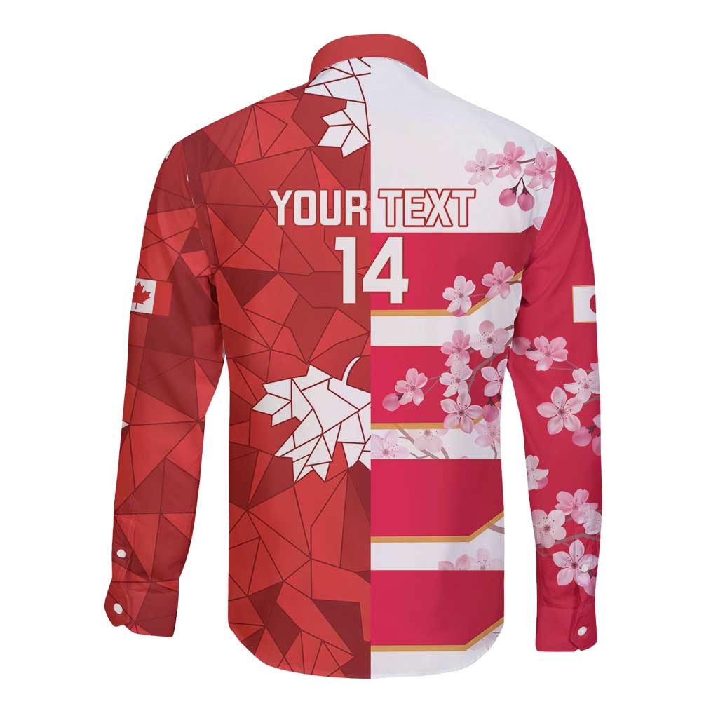 Canada and Japan Rugby Custom Long Sleeve Button Shirt Canucks Brave Blossoms Together Pacific LT14 - Polynesian Pride