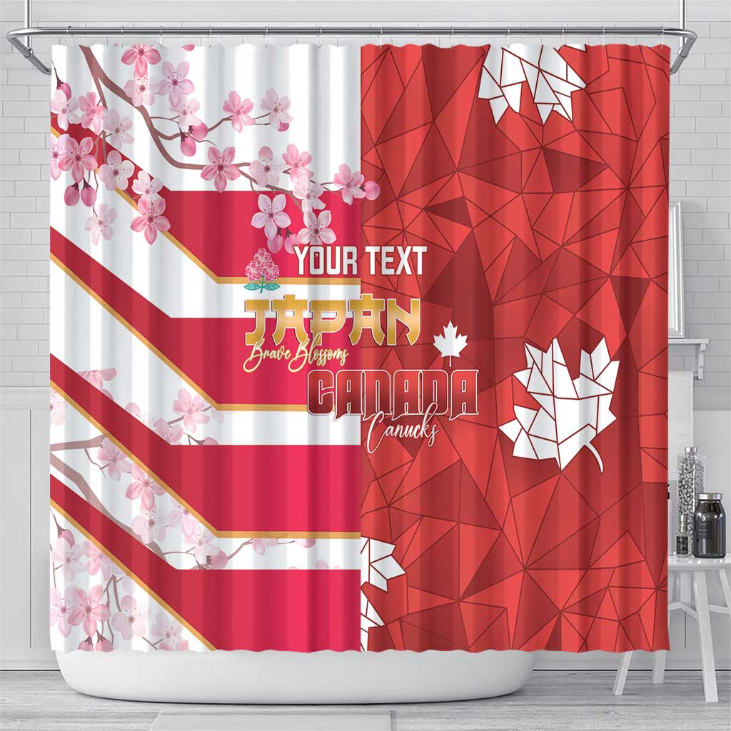 Canada and Japan Rugby Custom Shower Curtain Canucks Brave Blossoms Together Pacific LT14 - Polynesian Pride