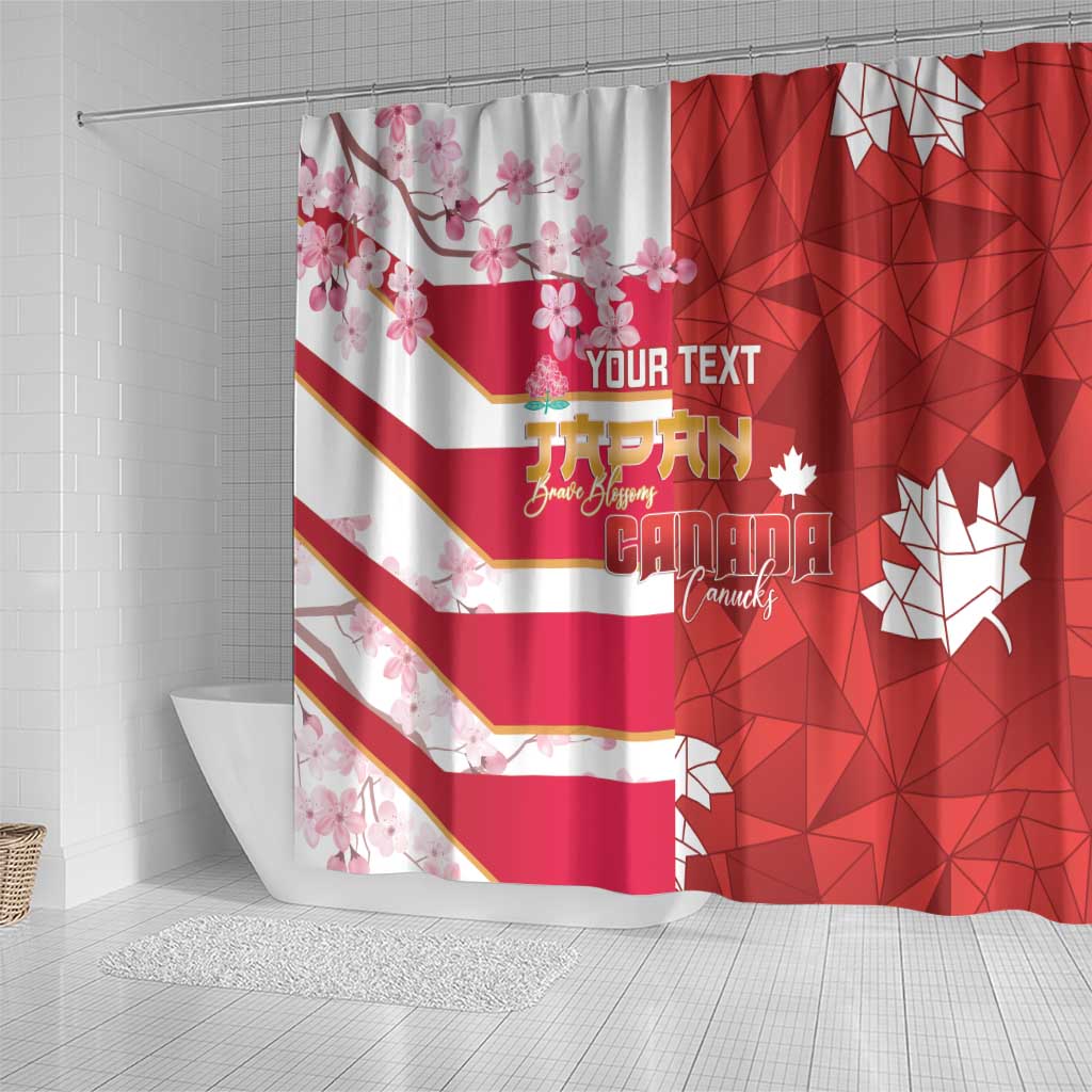 Canada and Japan Rugby Custom Shower Curtain Canucks Brave Blossoms Together Pacific LT14 - Polynesian Pride
