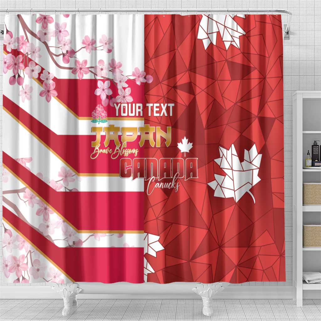 Canada and Japan Rugby Custom Shower Curtain Canucks Brave Blossoms Together Pacific LT14 - Polynesian Pride