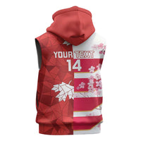 Canada and Japan Rugby Custom Sleeveless Zip Hoodie Canucks Brave Blossoms Together Pacific - Polynesian Pride