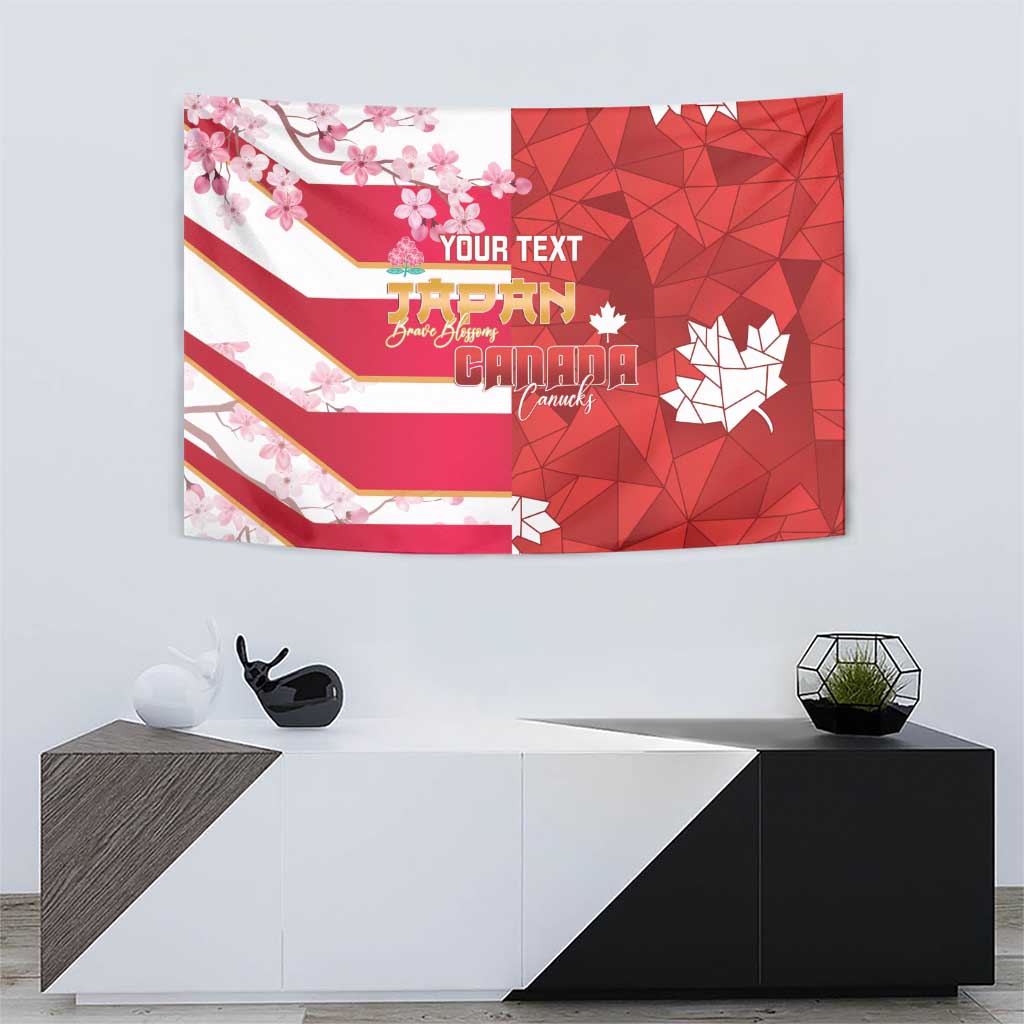 Canada and Japan Rugby Custom Tapestry Canucks Brave Blossoms Together Pacific - Polynesian Pride