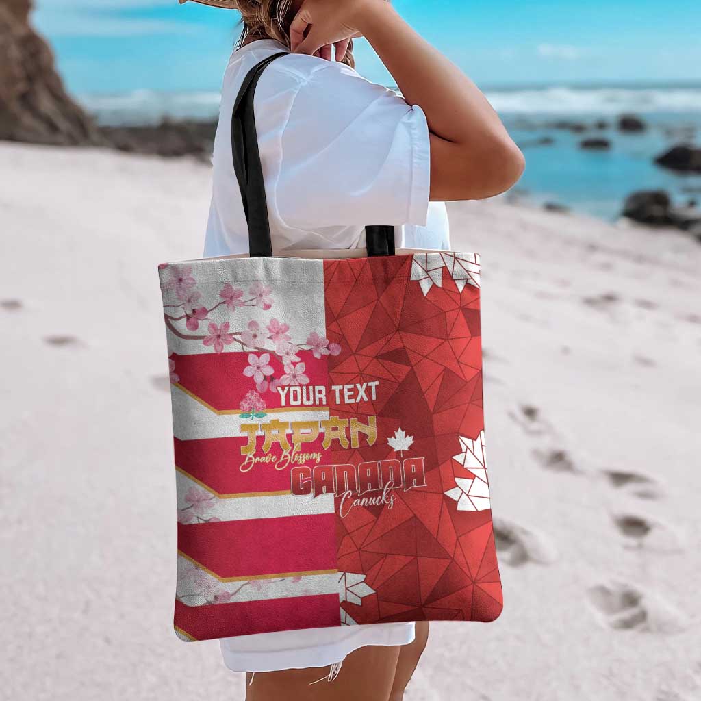 Canada and Japan Rugby Custom Tote Bag Canucks Brave Blossoms Together Pacific - Polynesian Pride