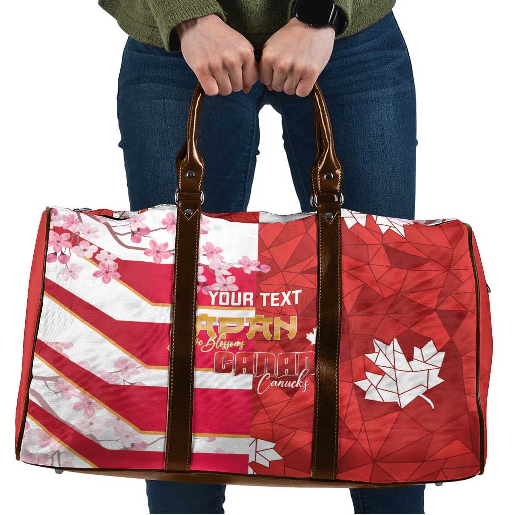 Canada and Japan Rugby Custom Travel Bag Canucks Brave Blossoms Together Pacific - Polynesian Pride