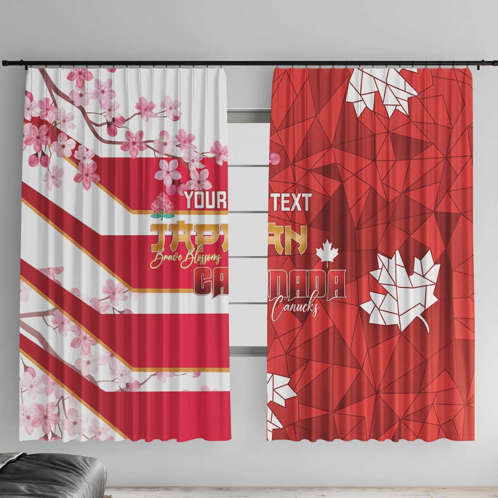 Canada and Japan Rugby Custom Window Curtain Canucks Brave Blossoms Together Pacific - Polynesian Pride