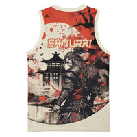 Samurai Warrior Japan Basketball Jersey Red-blossomed Tree Classic Japanese Stylized - Polynesian Pride