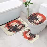 Samurai Warrior Japan Bathroom Set Red-blossomed Tree Classic Japanese Stylized - Polynesian Pride