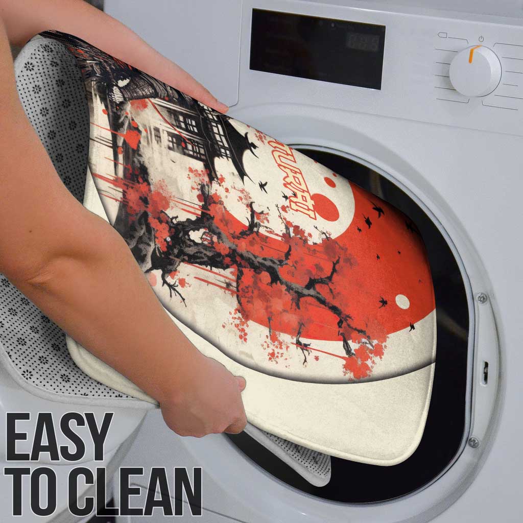 Samurai Warrior Japan Bathroom Set Red-blossomed Tree Classic Japanese Stylized - Polynesian Pride