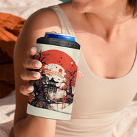 Samurai Warrior Japan 4 in 1 Can Cooler Tumbler Red-blossomed Tree Classic Japanese Stylized - Polynesian Pride