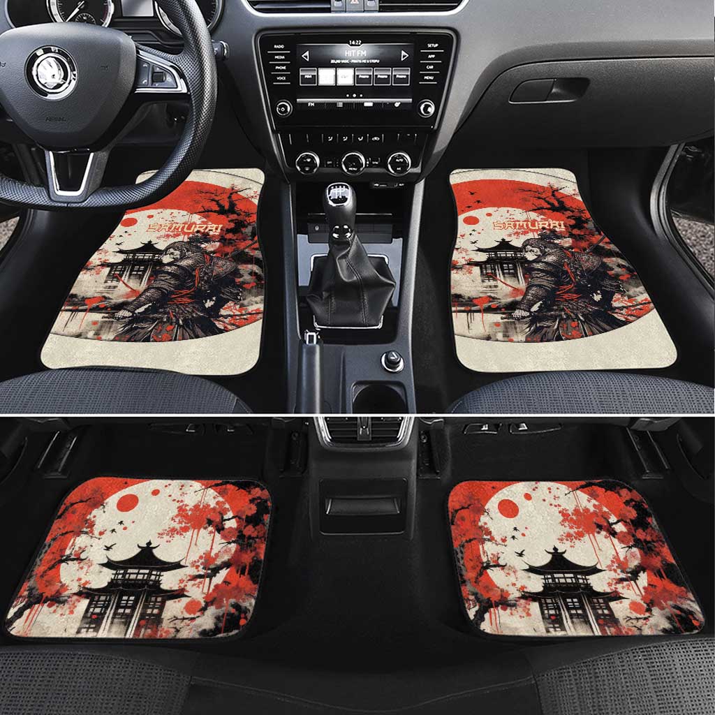 Samurai Warrior Japan Car Mats Red-blossomed Tree Classic Japanese Stylized - Polynesian Pride