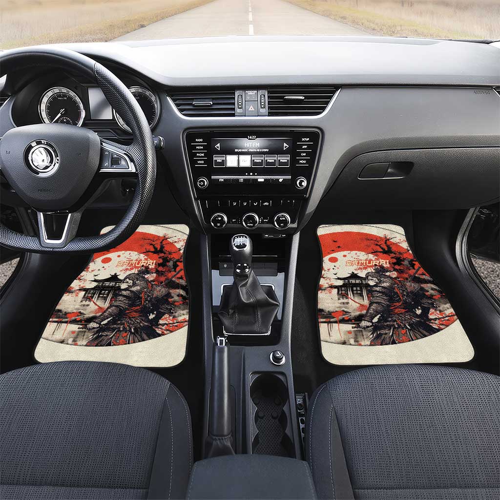 Samurai Warrior Japan Car Mats Red-blossomed Tree Classic Japanese Stylized - Polynesian Pride