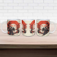 Samurai Warrior Japan Ceramic Mug Red-blossomed Tree Classic Japanese Stylized - Polynesian Pride