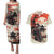 Samurai Warrior Japan Couples Matching Puletasi and Hawaiian Shirt Red-blossomed Tree Classic Japanese Stylized - Polynesian Pride