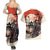 Samurai Warrior Japan Couples Matching Summer Maxi Dress and Hawaiian Shirt Red-blossomed Tree Classic Japanese Stylized - Polynesian Pride