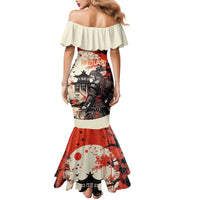 Samurai Warrior Japan Family Matching Mermaid Dress and Hawaiian Shirt Red-blossomed Tree Classic Japanese Stylized - Polynesian Pride