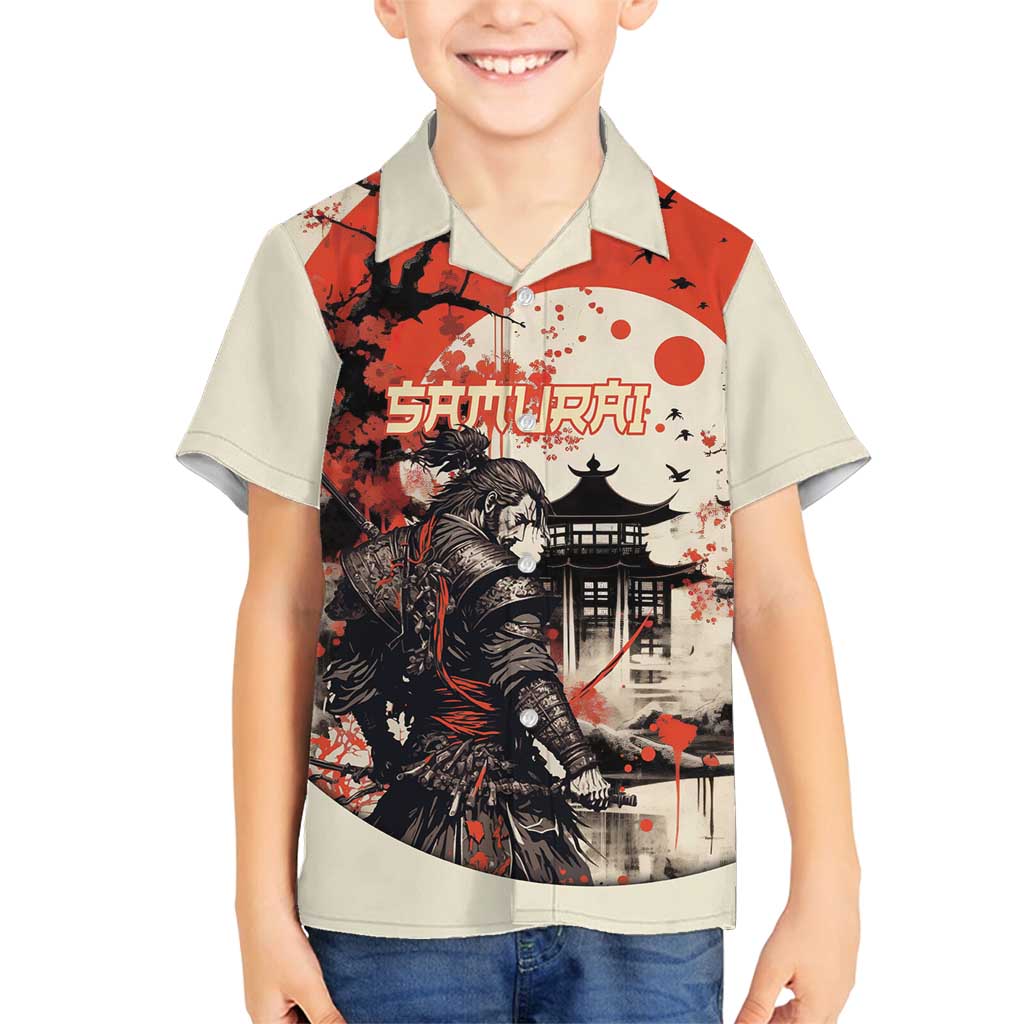 Samurai Warrior Japan Family Matching Puletasi and Hawaiian Shirt Red-blossomed Tree Classic Japanese Stylized - Polynesian Pride