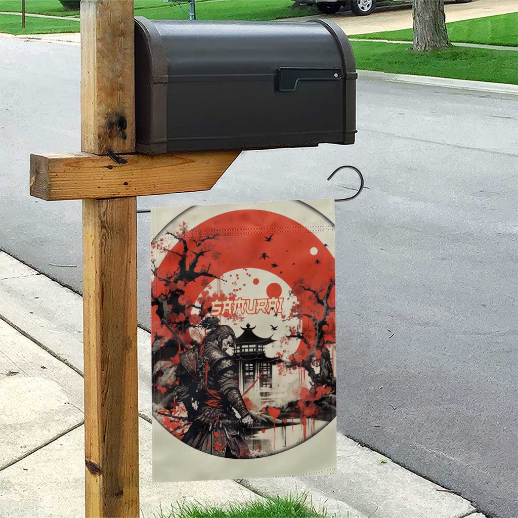 Samurai Warrior Japan Garden Flag Red-blossomed Tree Classic Japanese Stylized - Polynesian Pride