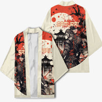 Samurai Warrior Japan Kimono Red-blossomed Tree Classic Japanese Stylized - Polynesian Pride