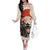 Samurai Warrior Japan Off The Shoulder Long Sleeve Dress Red-blossomed Tree Classic Japanese Stylized - Polynesian Pride