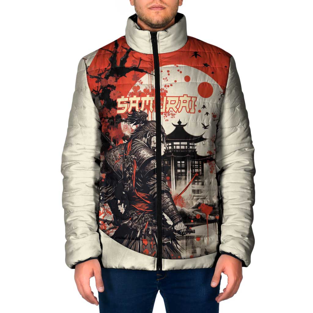 Samurai Warrior Japan Padded Jacket Red-blossomed Tree Classic Japanese Stylized - Polynesian Pride