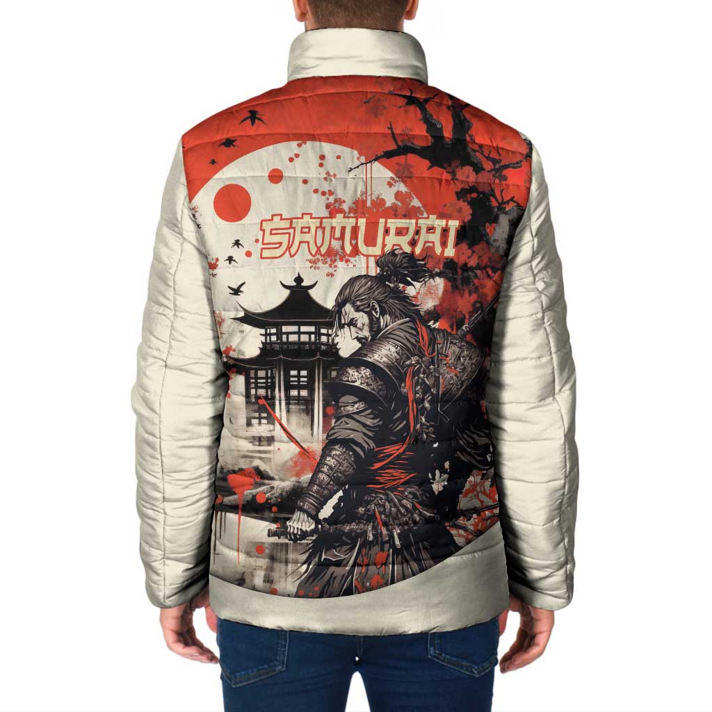Samurai Warrior Japan Padded Jacket Red-blossomed Tree Classic Japanese Stylized - Polynesian Pride