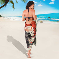 Samurai Warrior Japan Sarong Red-blossomed Tree Classic Japanese Stylized - Polynesian Pride