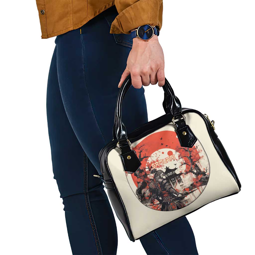Samurai Warrior Japan Shoulder Handbag Red-blossomed Tree Classic Japanese Stylized - Polynesian Pride