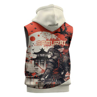 Samurai Warrior Japan Sleeveless Hoodie Red-blossomed Tree Classic Japanese Stylized - Polynesian Pride