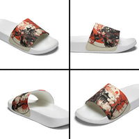 Samurai Warrior Japan Slide Sandals Red-blossomed Tree Classic Japanese Stylized - Polynesian Pride