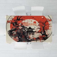 Samurai Warrior Japan Tablecloth Red-blossomed Tree Classic Japanese Stylized - Polynesian Pride