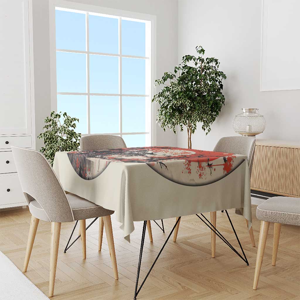 Samurai Warrior Japan Tablecloth Red-blossomed Tree Classic Japanese Stylized - Polynesian Pride