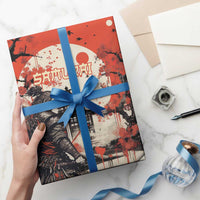 Samurai Warrior Japan Wrapping Paper Red-blossomed Tree Classic Japanese Stylized - Polynesian Pride