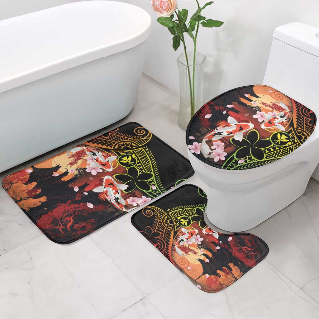 Hawaiian and Japanese Bathroom Set Koi Fish With Kanaka Polynesian Tattoo - Polynesian Pride