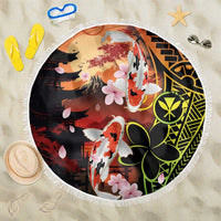 Hawaiian and Japanese Beach Blanket Koi Fish With Kanaka Polynesian Tattoo - Polynesian Pride
