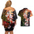 Hawaiian and Japanese Couples Matching Off Shoulder Short Dress and Hawaiian Shirt Koi Fish With Kanaka Polynesian Tattoo - Polynesian Pride