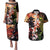 Hawaiian and Japanese Couples Matching Puletasi and Hawaiian Shirt Koi Fish With Kanaka Polynesian Tattoo - Polynesian Pride