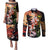 Hawaiian and Japanese Couples Matching Puletasi and Long Sleeve Button Shirt Koi Fish With Kanaka Polynesian Tattoo - Polynesian Pride