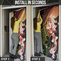 Hawaiian and Japanese Door Cover Koi Fish With Kanaka Polynesian Tattoo - Polynesian Pride