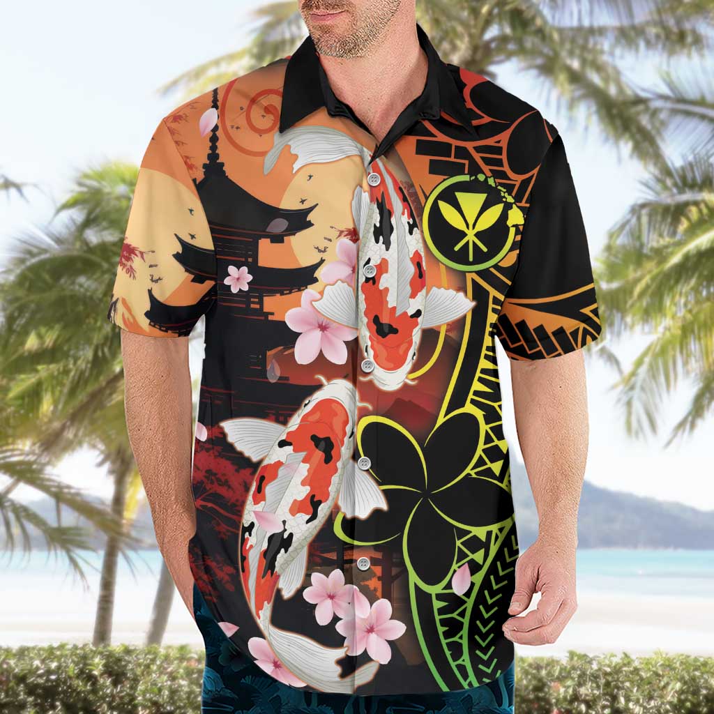 Hawaiian and Japanese Hawaiian Shirt Koi Fish With Kanaka Polynesian Tattoo - Polynesian Pride