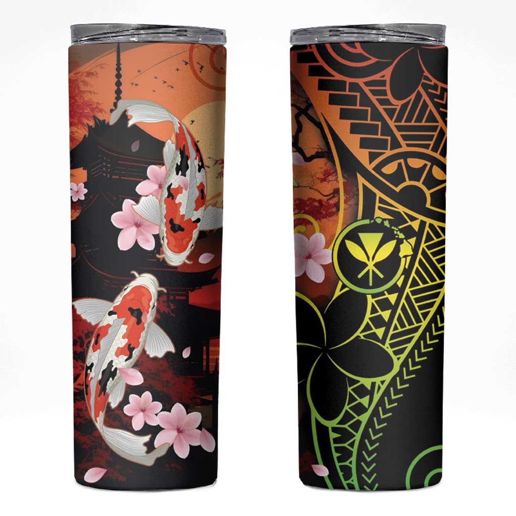 Hawaiian and Japanese Skinny Tumbler Koi Fish With Kanaka Polynesian Tattoo - Polynesian Pride