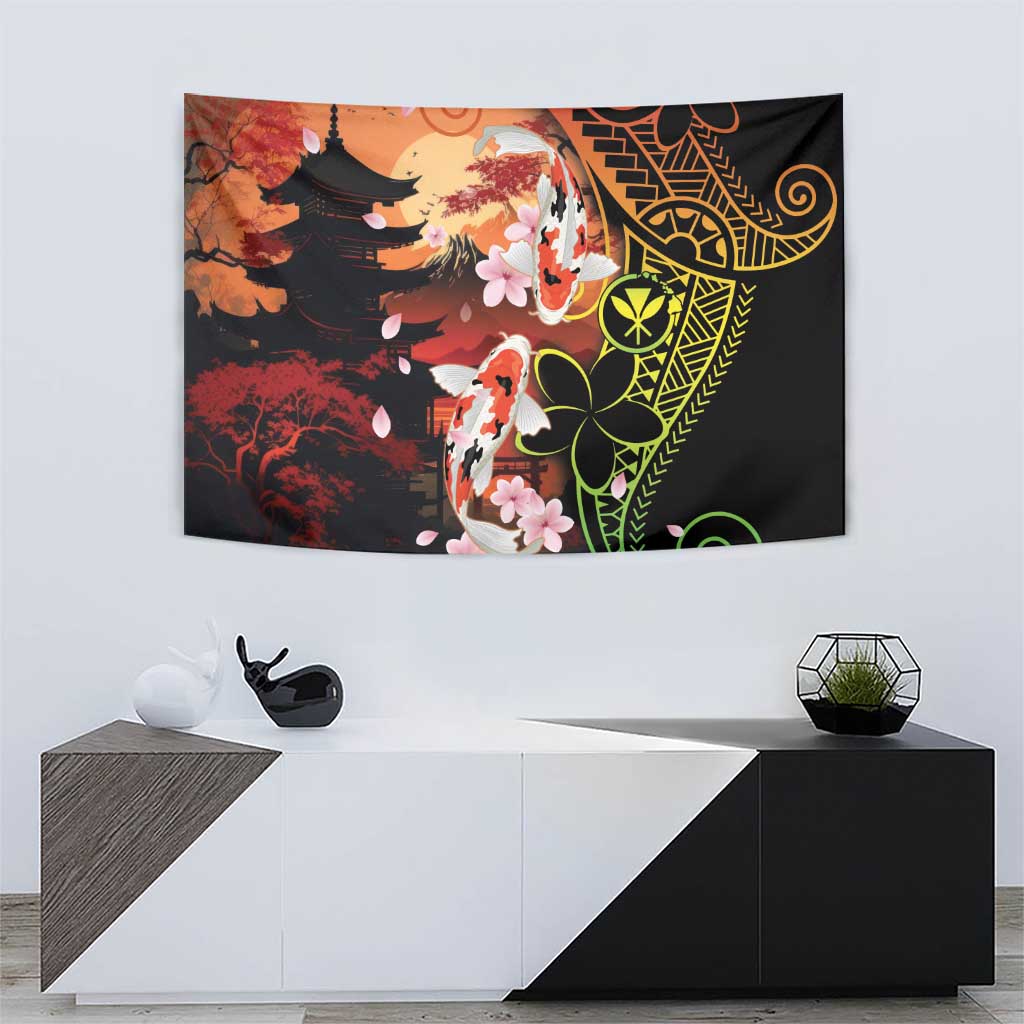 Hawaiian and Japanese Tapestry Koi Fish With Kanaka Polynesian Tattoo LT14 - Polynesian Pride